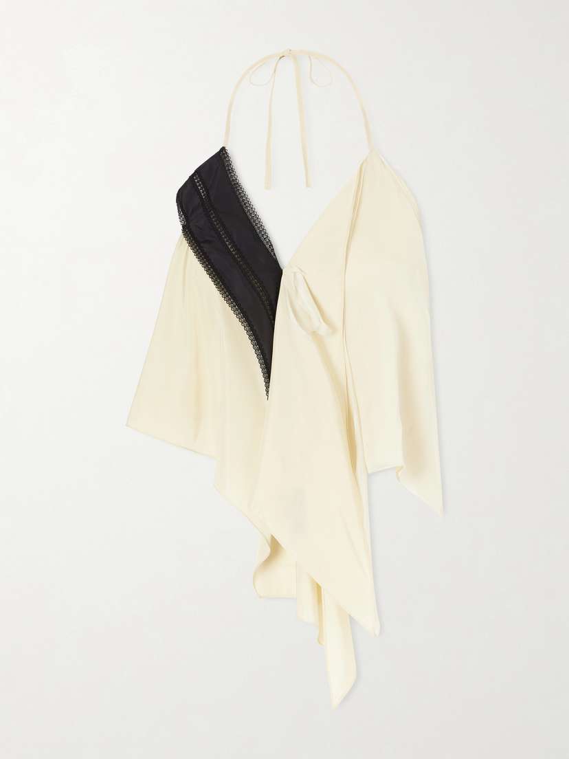 COLLEEN ALLEN Halter Silk-blend Blouse
