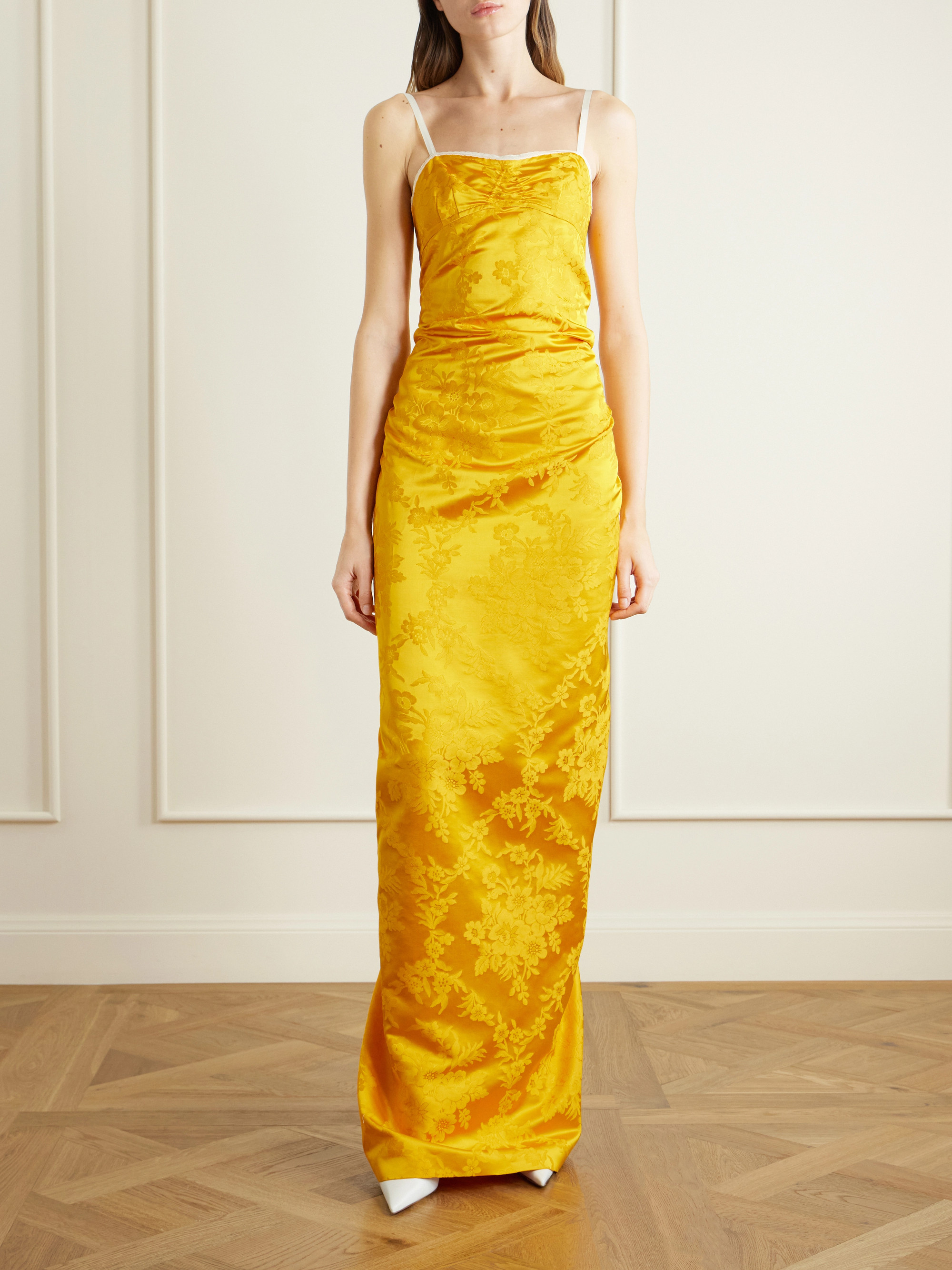 COLLEEN ALLEN Floral-jacquard cotton-blend gown
