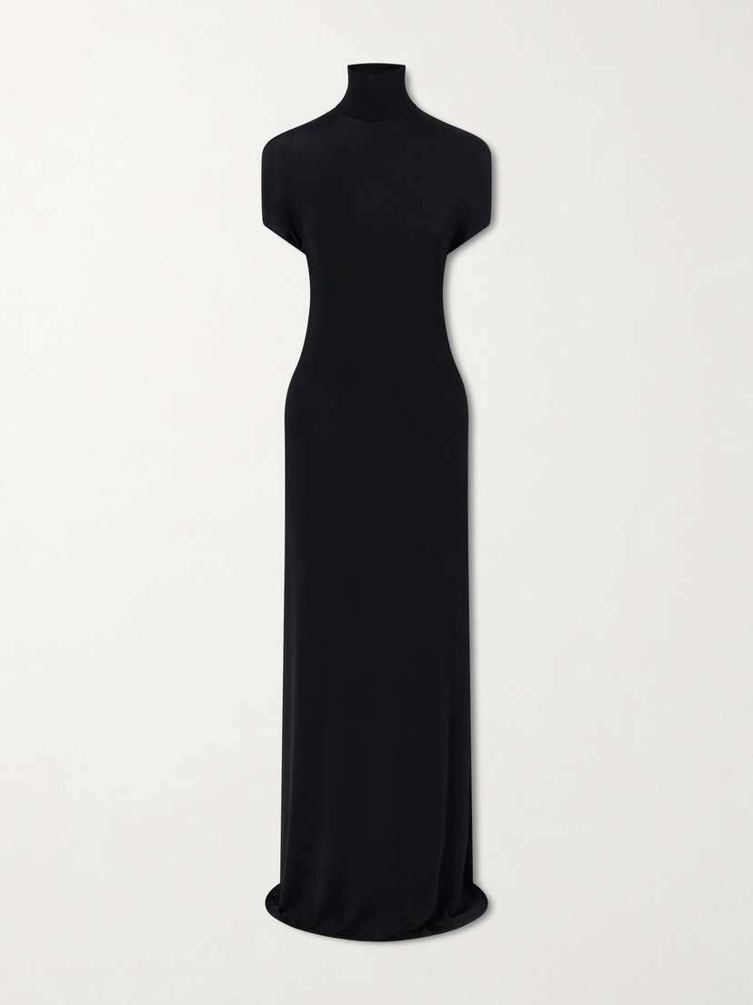 COLLEEN ALLEN Open-back Jersey Turtleneck Gown