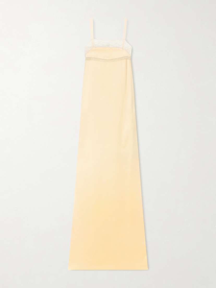 COLLEEN ALLEN Lace-trimmed Silk-satin Gown