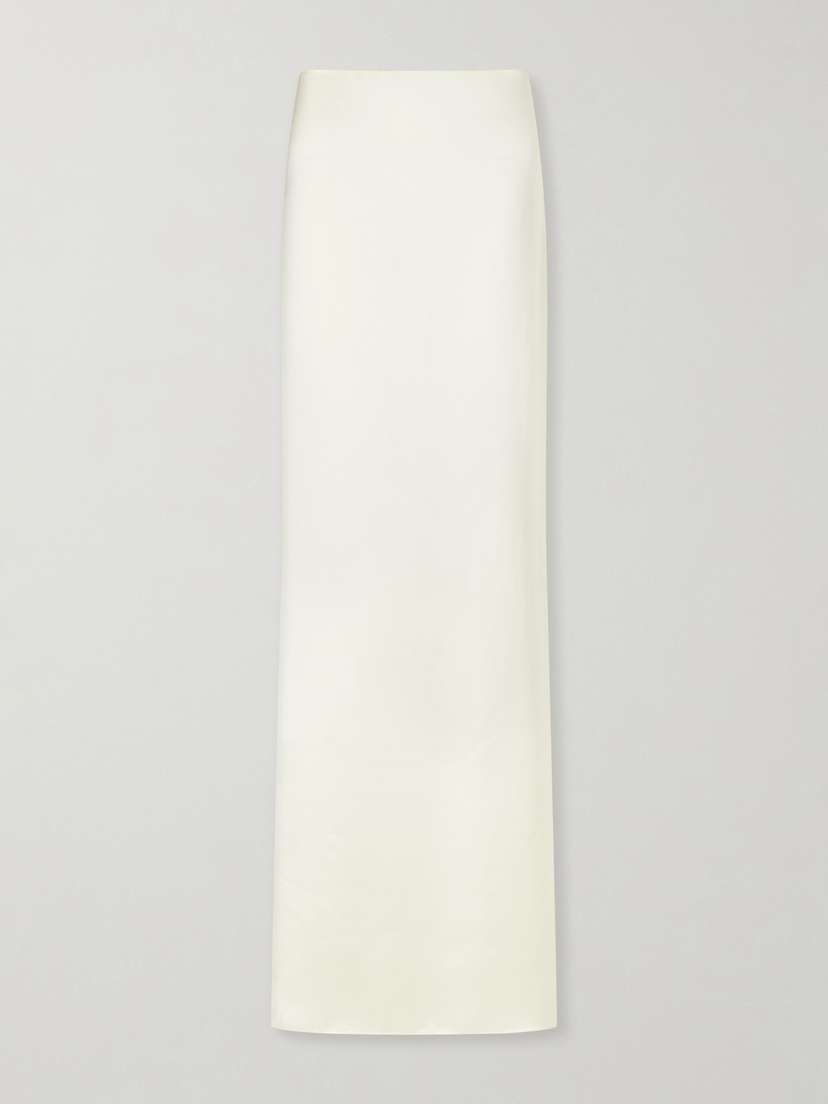 COLLEEN ALLEN Lace-trimmed Silk-satin Maxi Skirt