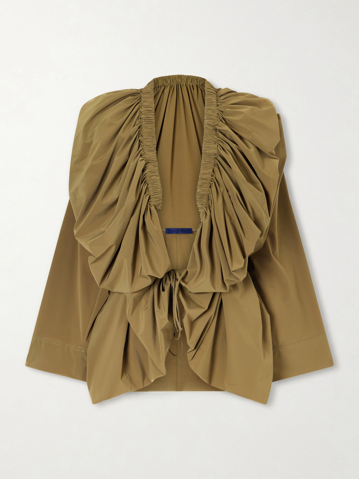 Sharon Wauchob Sata Draped Gathered Silk-blend Wrap Blouse In Brown