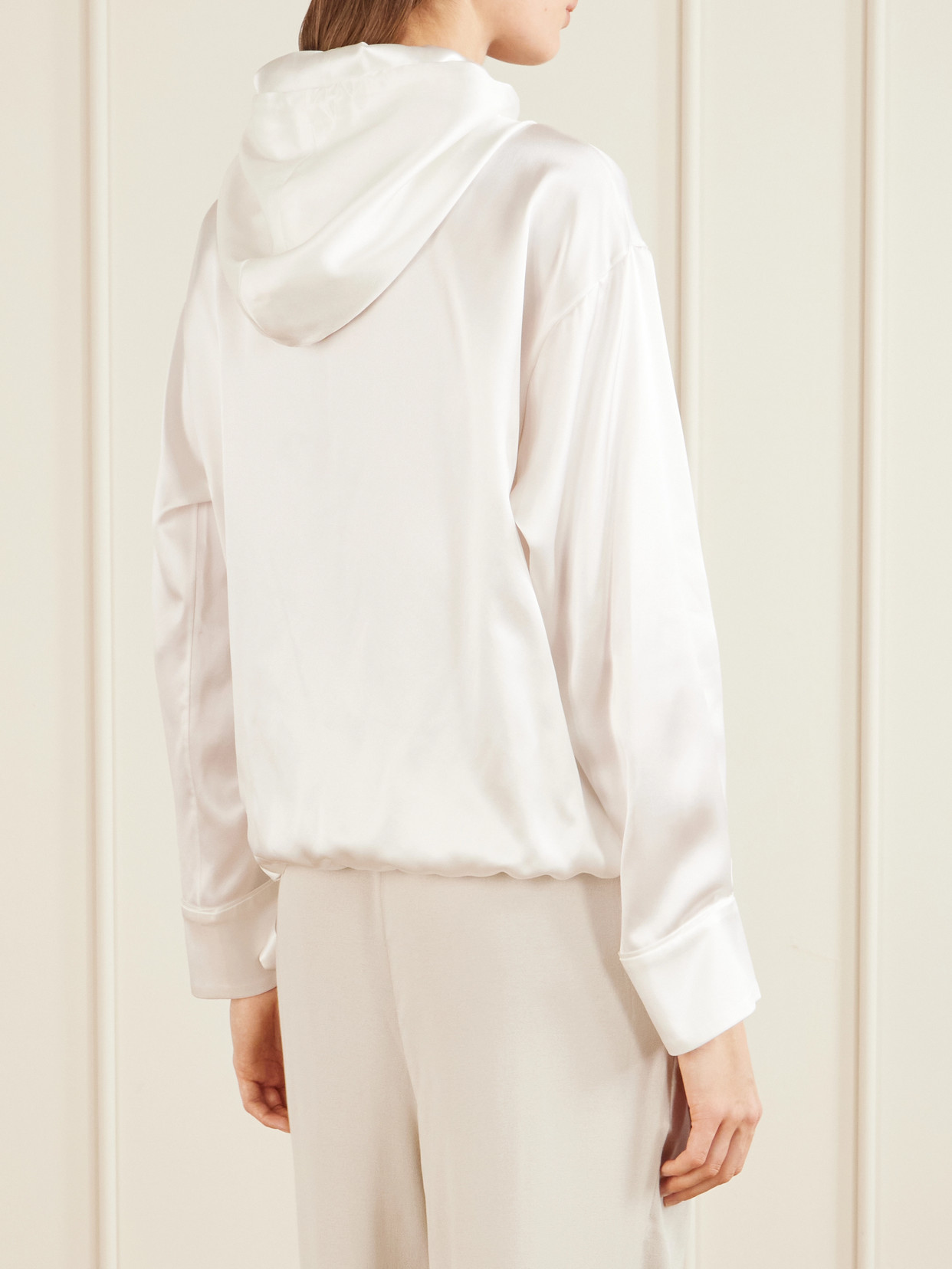Hooded Silk-Satin Blouse