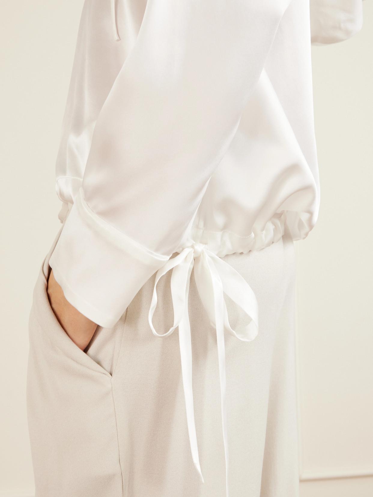 Hooded Silk-Satin Blouse