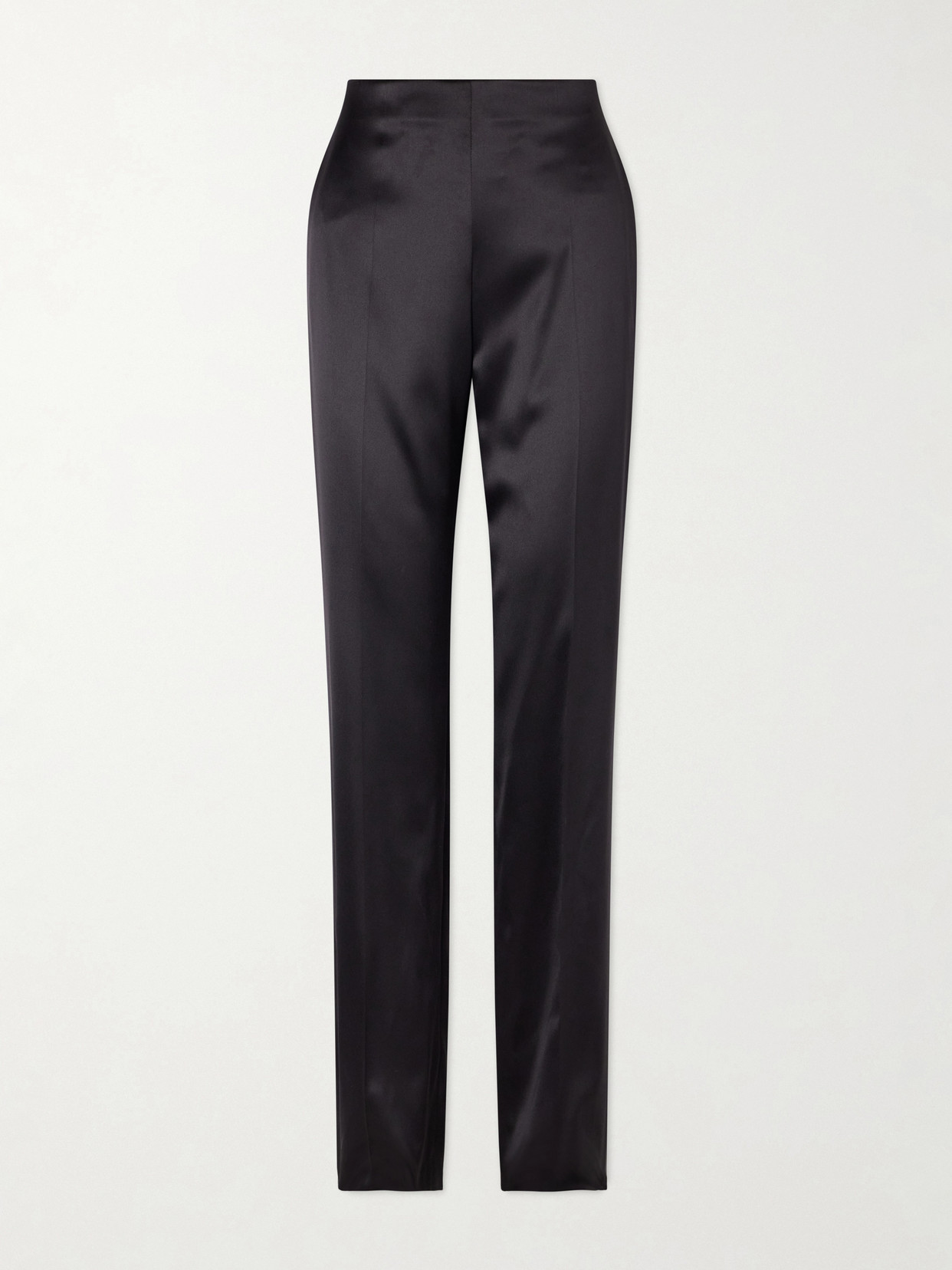 Valentino Silk-blend Duchesse Straight-leg Pants In Black