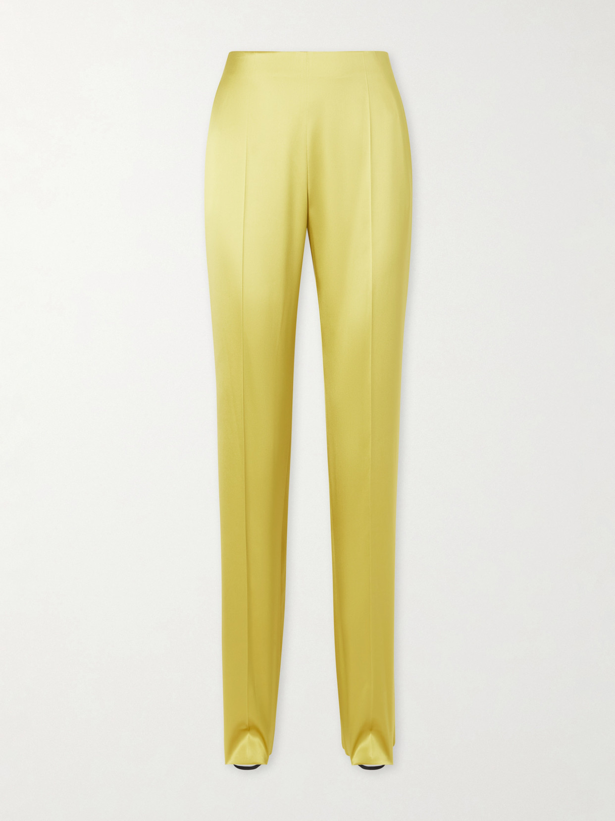 Valentino Silk-blend Duchesse Straight-leg Pants In Yellow
