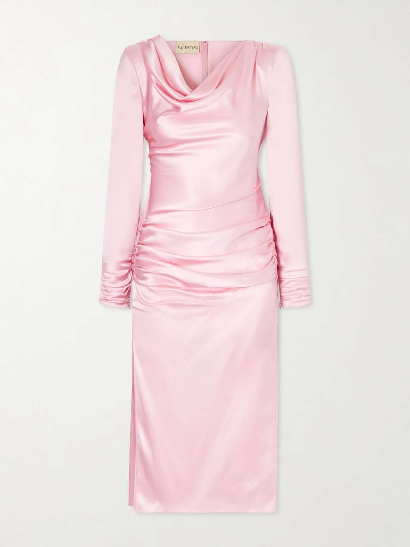 Valentino Garavani Draped Silk-satin Midi Dress