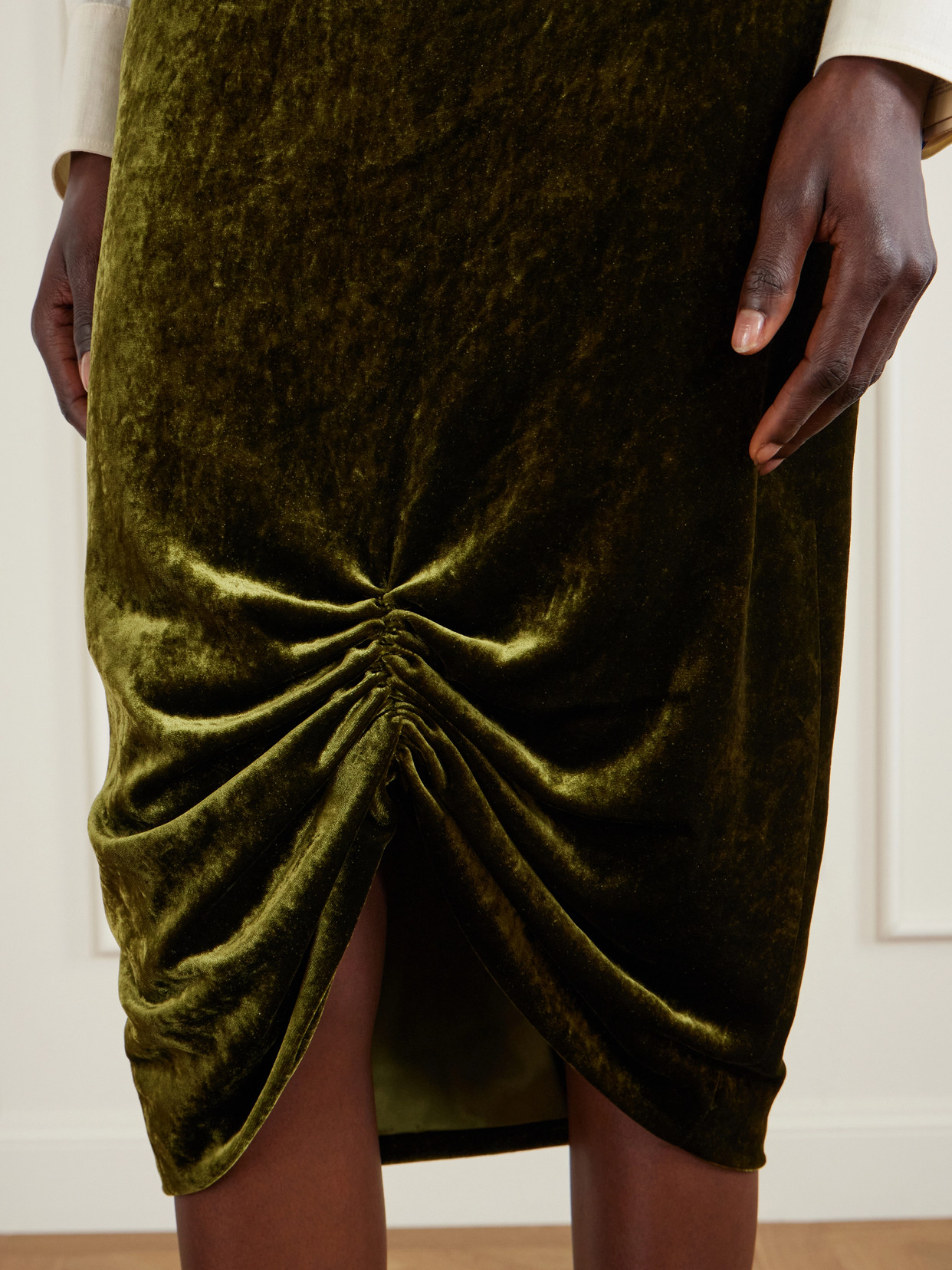 Garavani - Ruched Velvet Skirt