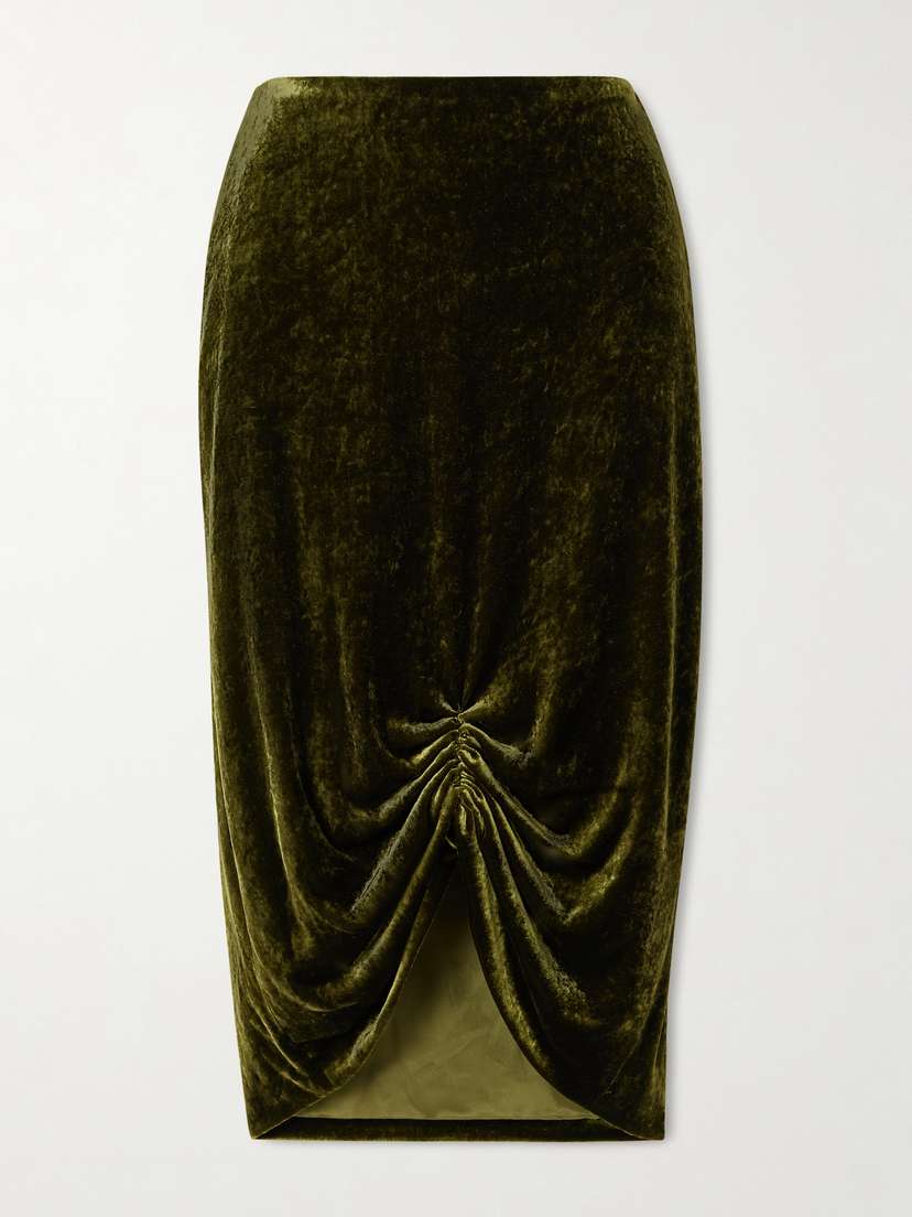 Valentino Garavani — Ruched velvet skirt