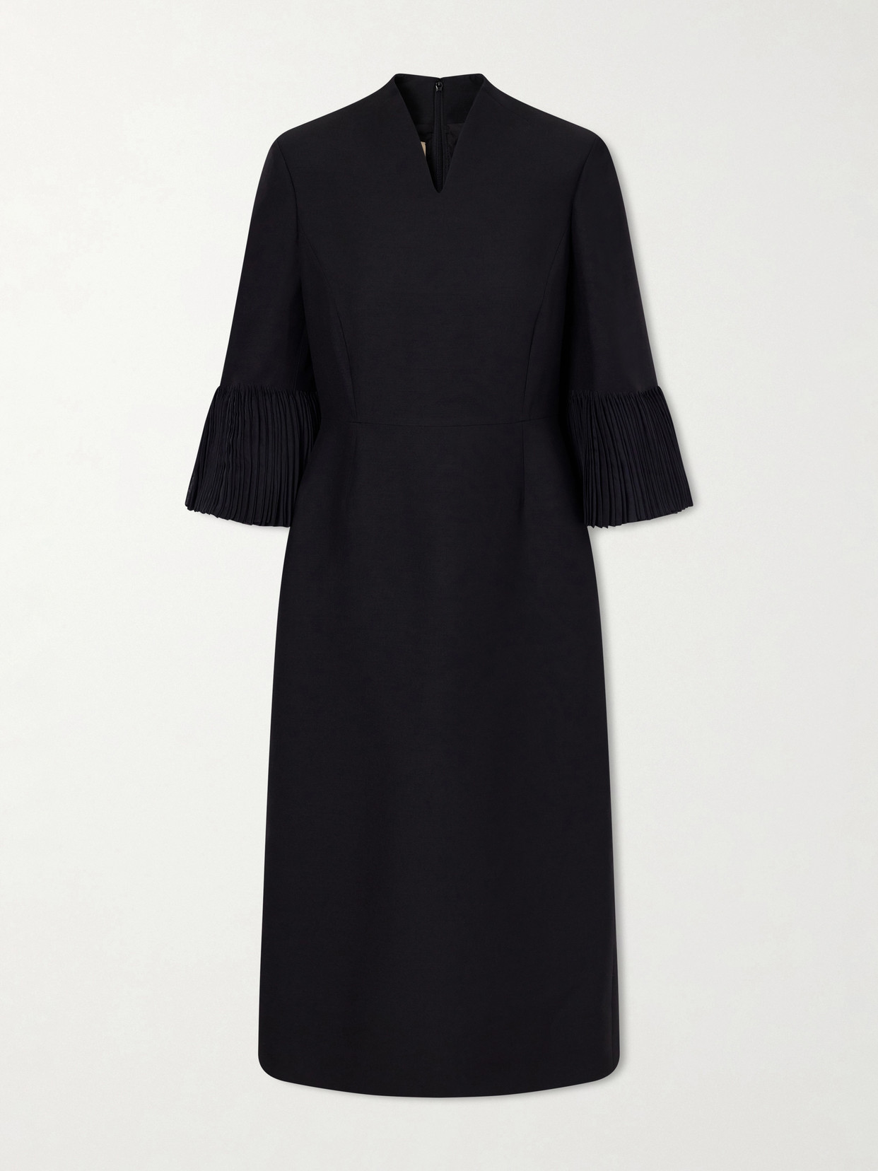 Valentino Wool And Silk-blend Crepe Midi Dress In Black