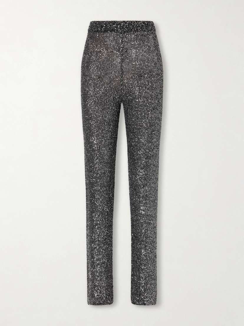 Valentino Garavani Sequined Knitted Straight-leg Pants