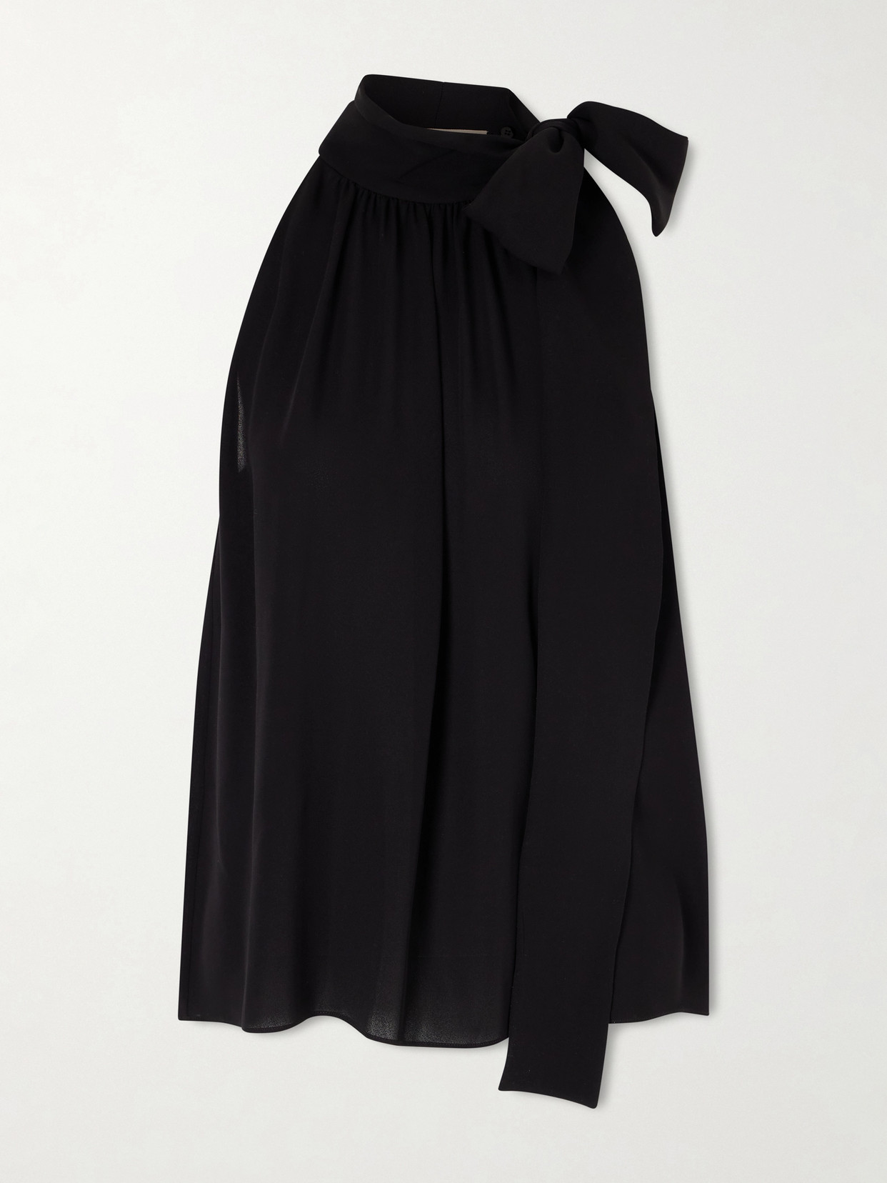 Valentino Bow-embellished Silk-georgette Top In Black