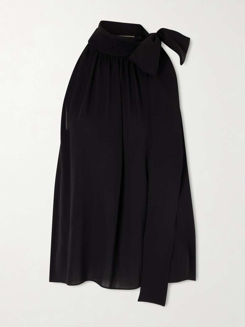 Valentino Garavani Bow-embellished Silk-georgette Top