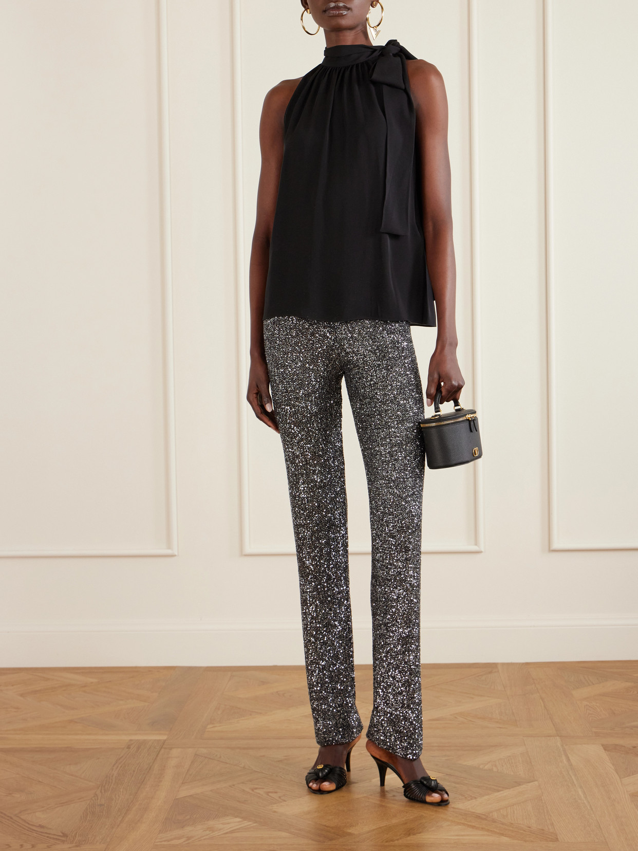 Garavani - Bow-Embellished Silk-Georgette Top