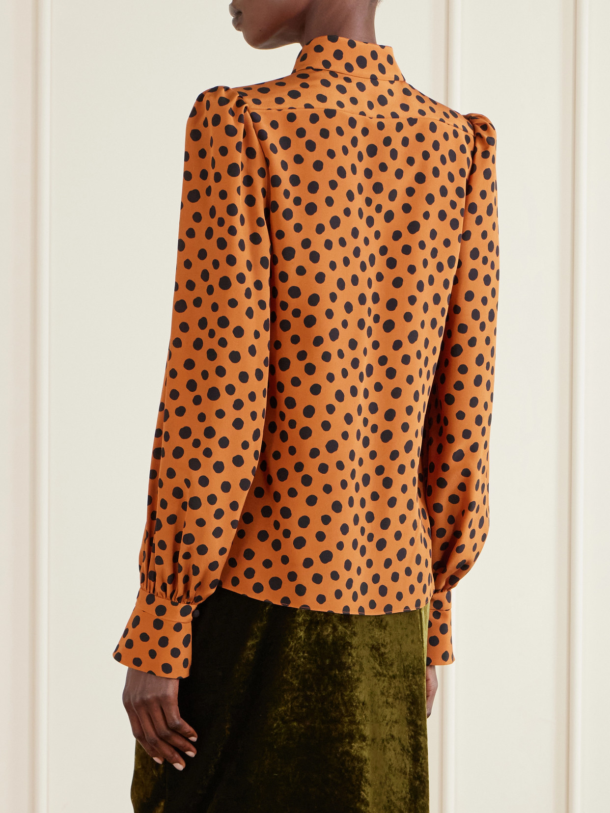 Garavani - Gathered Polka-Dot Silk Crepe De Chine Shirt