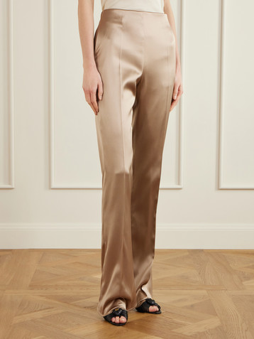 Valentino Garavani Silk-blend duchesse straight-leg pants