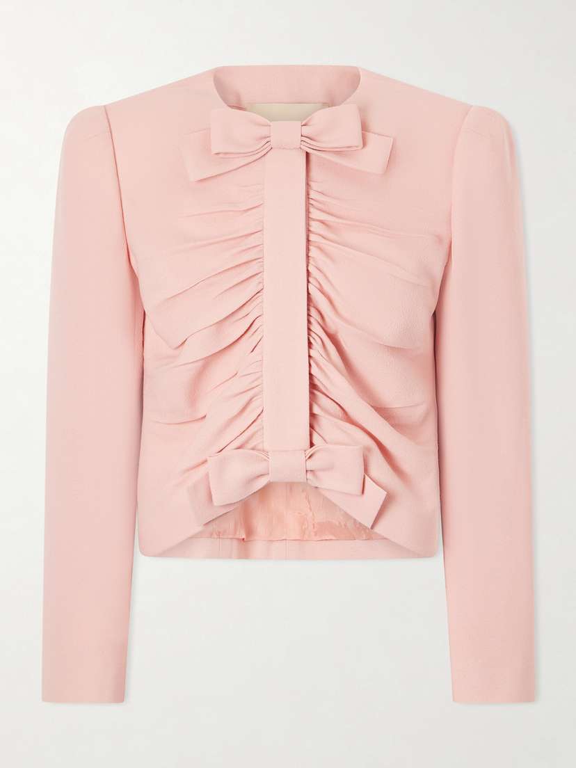 Valentino Garavani Bow-embellished Ruched Wool Jacket