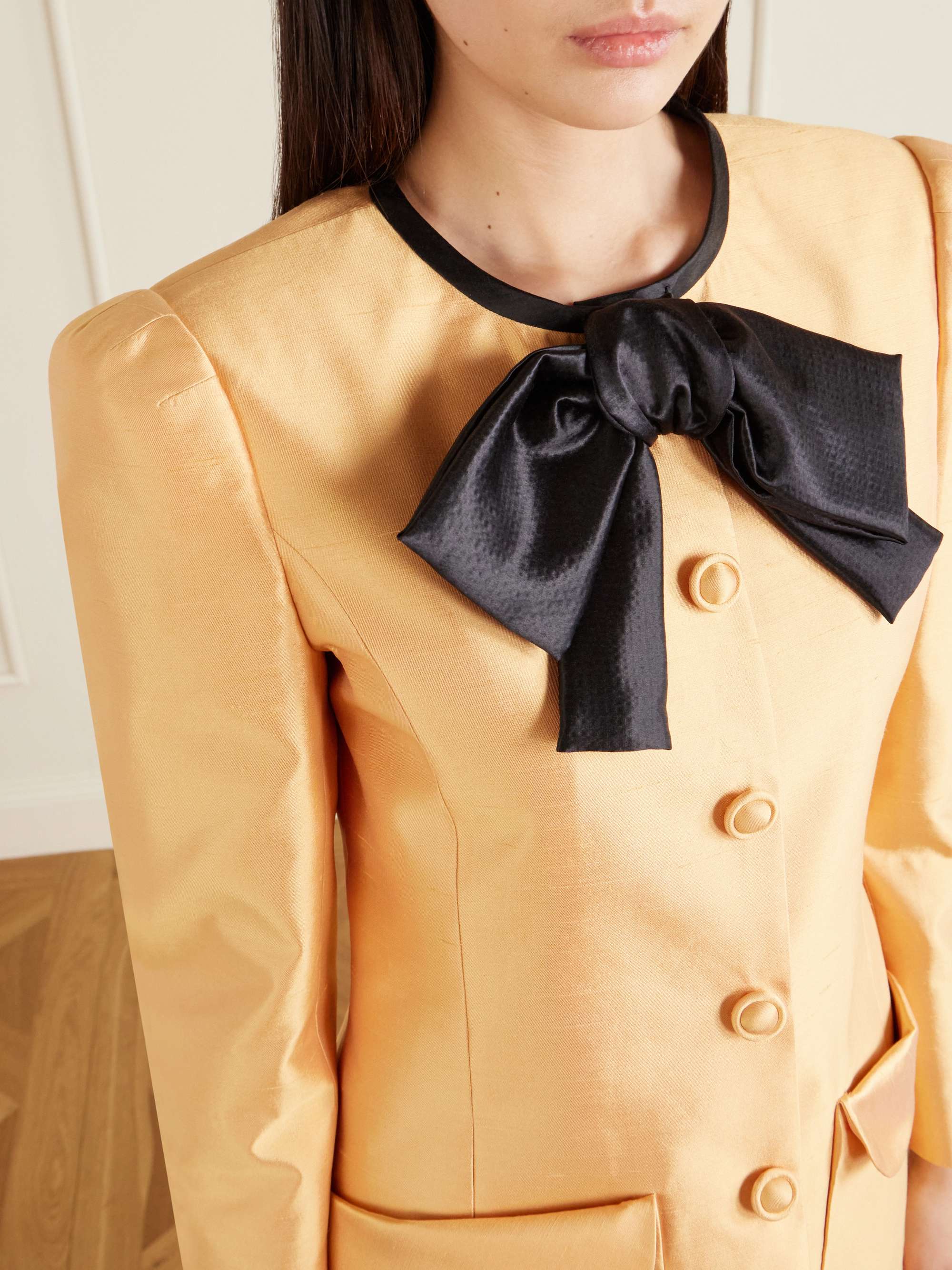 VALENTINO GARAVANI Bow-detailed silk shantung jacket | NET-A-PORTER
