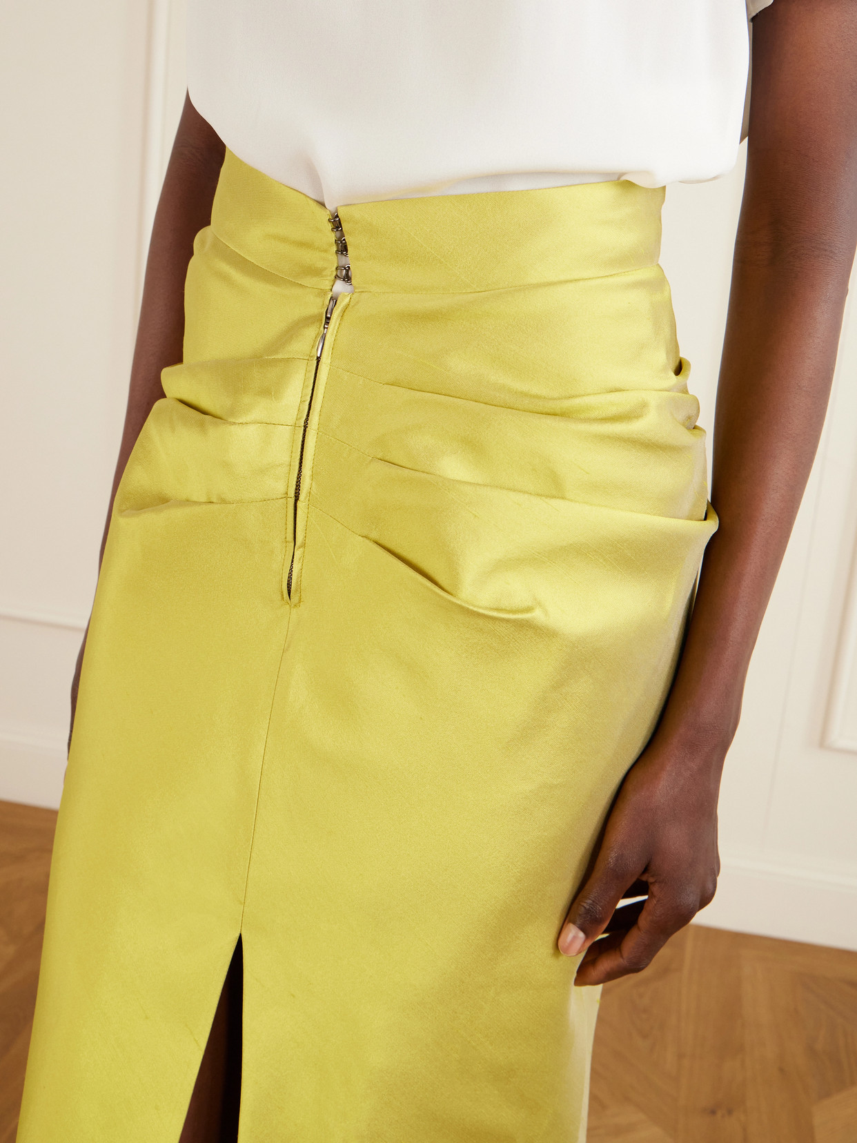 Garavani - Ruched Silk-Shantung Midi