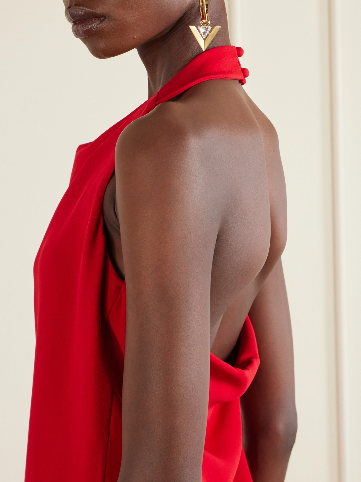 Valentino Womens Paris Halter-neck Silk-crepe Mini Dress In Red