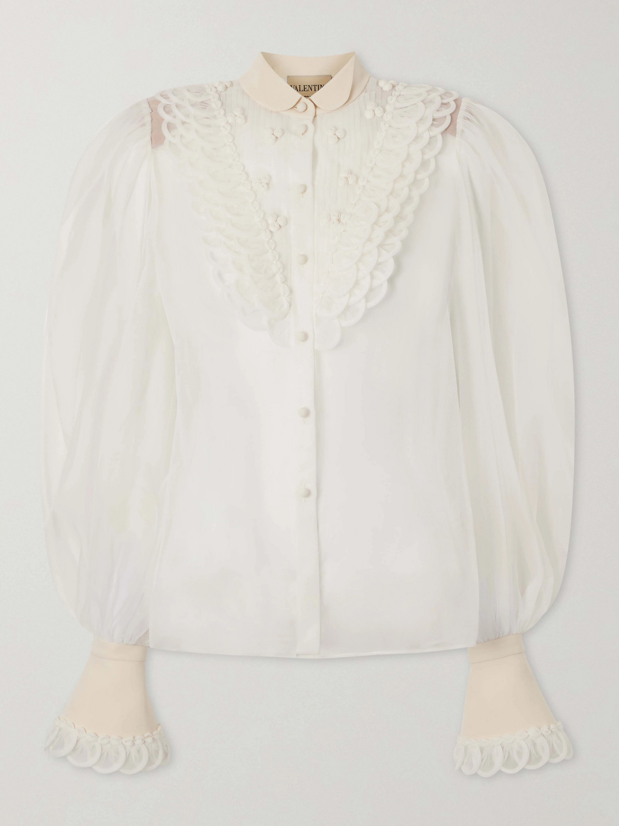 Valentino Silk-organza Blouse In Neutral