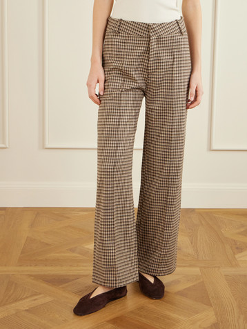 Destree Yoshimoto plaid virgin wool-blend straight-leg pants