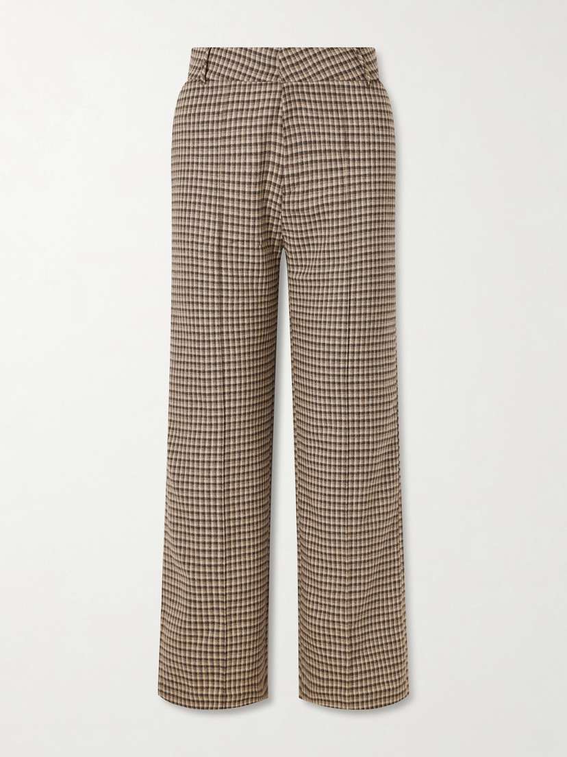DESTREE Yoshimoto Plaid Virgin Wool-blend Straight-leg Pants