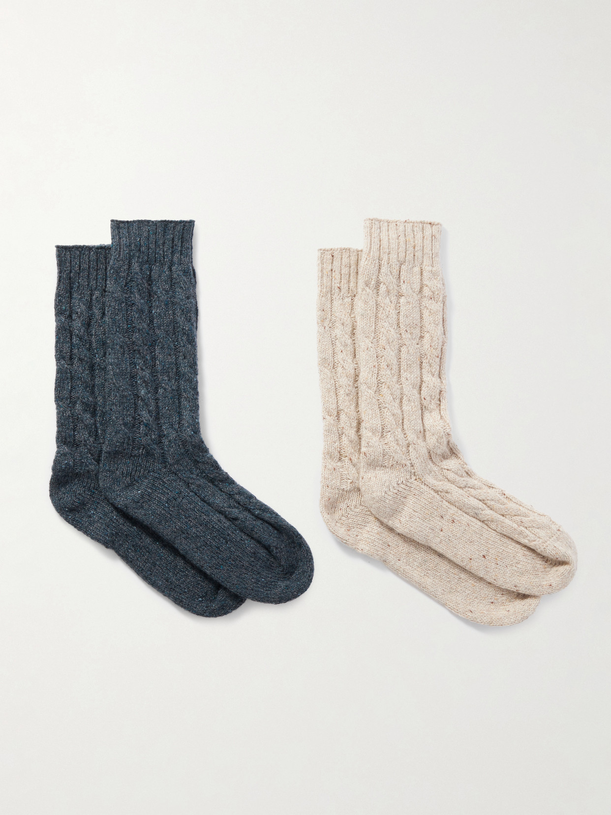 Johnstons Of Elgin Set Of Two Cable-knit Cashmere-blend Socks In Multi