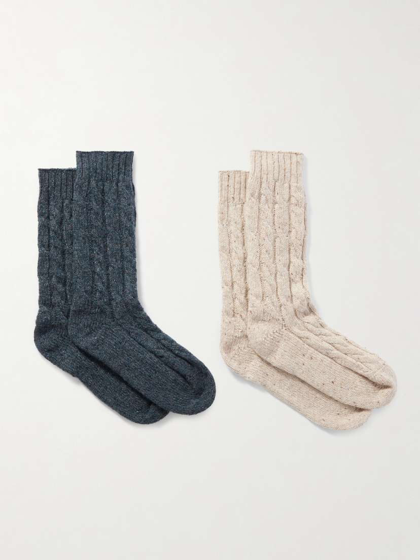 Johnstons of Elgin Set Of Two Cable-knit Cashmere-blend Socks
