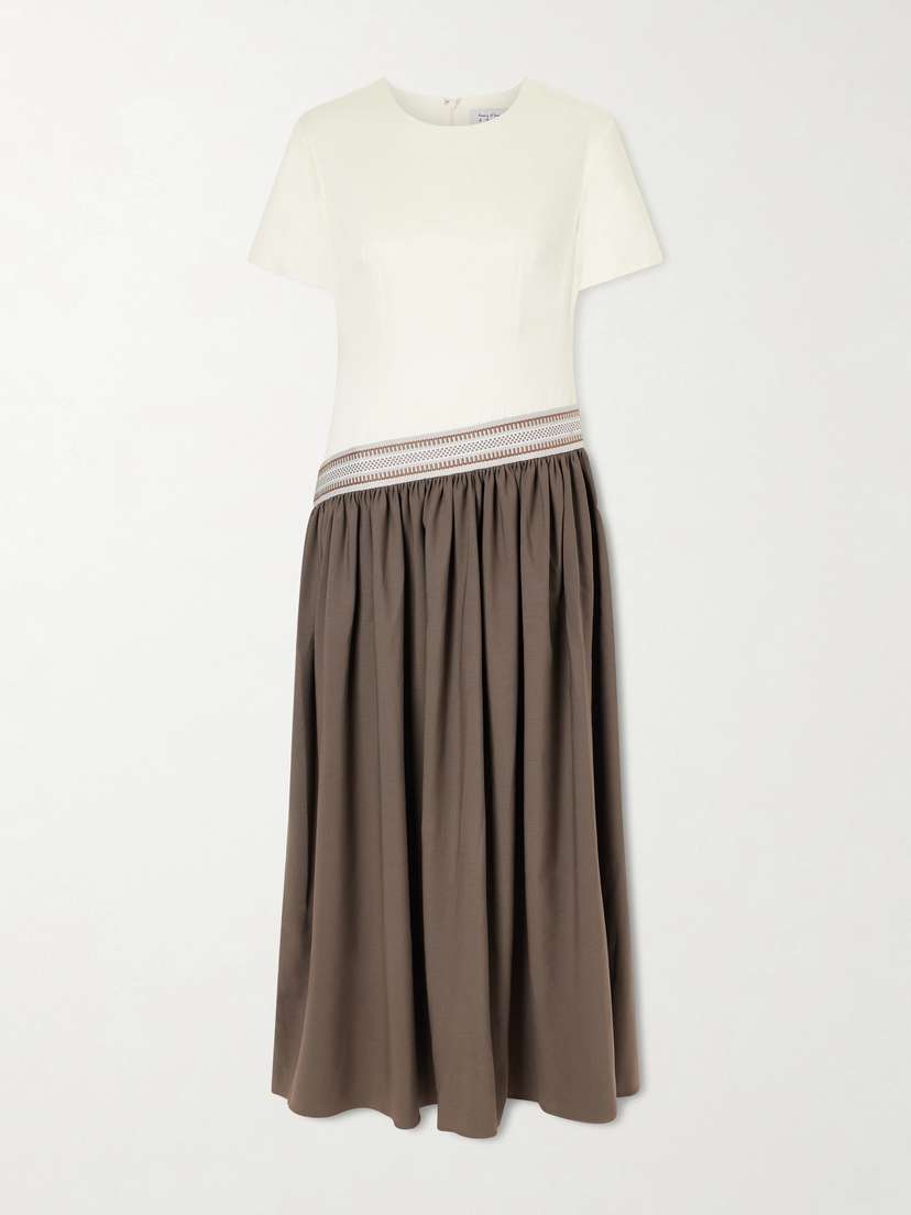 Abadia Sadu Asymmetric Grosgrain-trimmed Cotton-jersey And Twill Maxi Dress