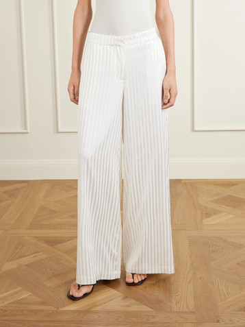 Abadia Striped stretch-silk satin wide-leg pants