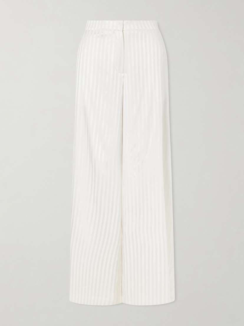 Abadia Striped Stretch-silk Satin Wide-leg Pants