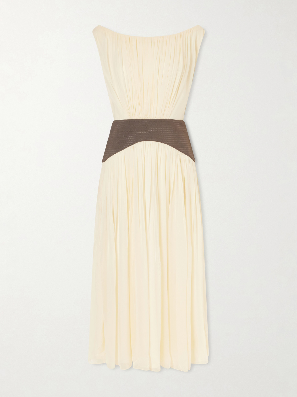 Abadia Siena Off-the-shoulder Twill-trimmed Silk-crepon Maxi Dress In Burgundy