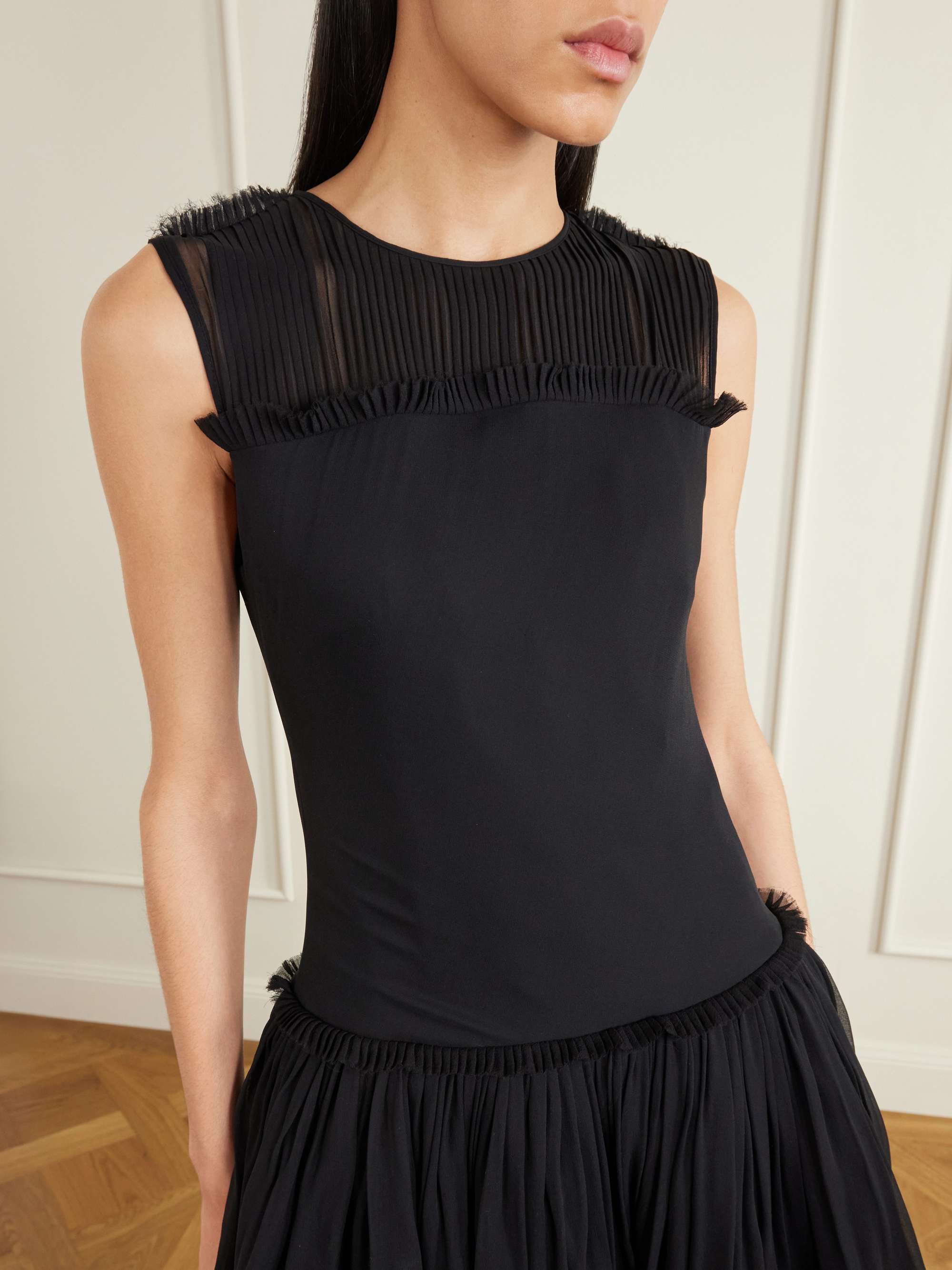 abadia ora pleated gathered chiffon and dupioni midi dress Ora Pleated Gathered Chiffon And Dupioni Midi Dress On Sale Now with Up to 50% Off