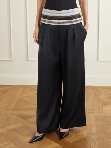 Abadia Sadu grosgrain-trimmed wool-blend twill tapered pants
