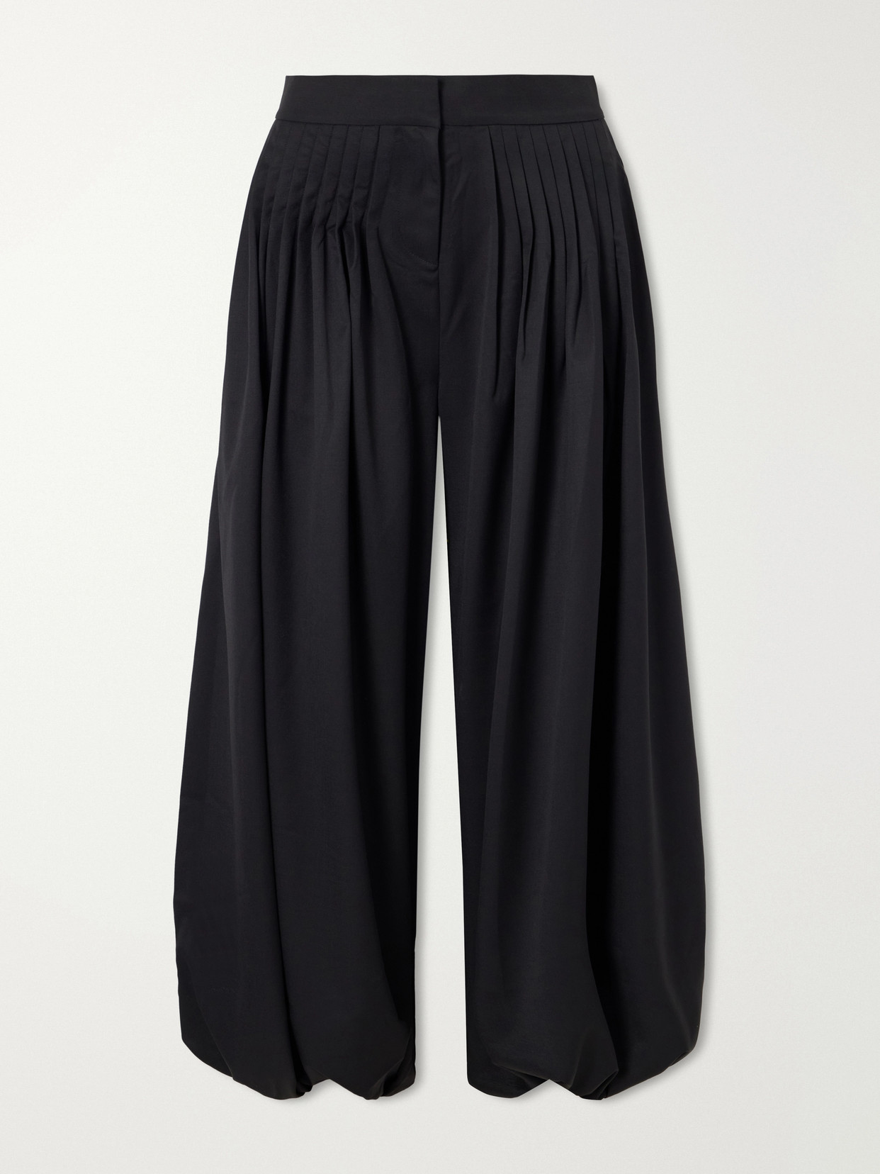 Abadia Sherwal Pleated Wool-blend Twill Tapered Pants In Black