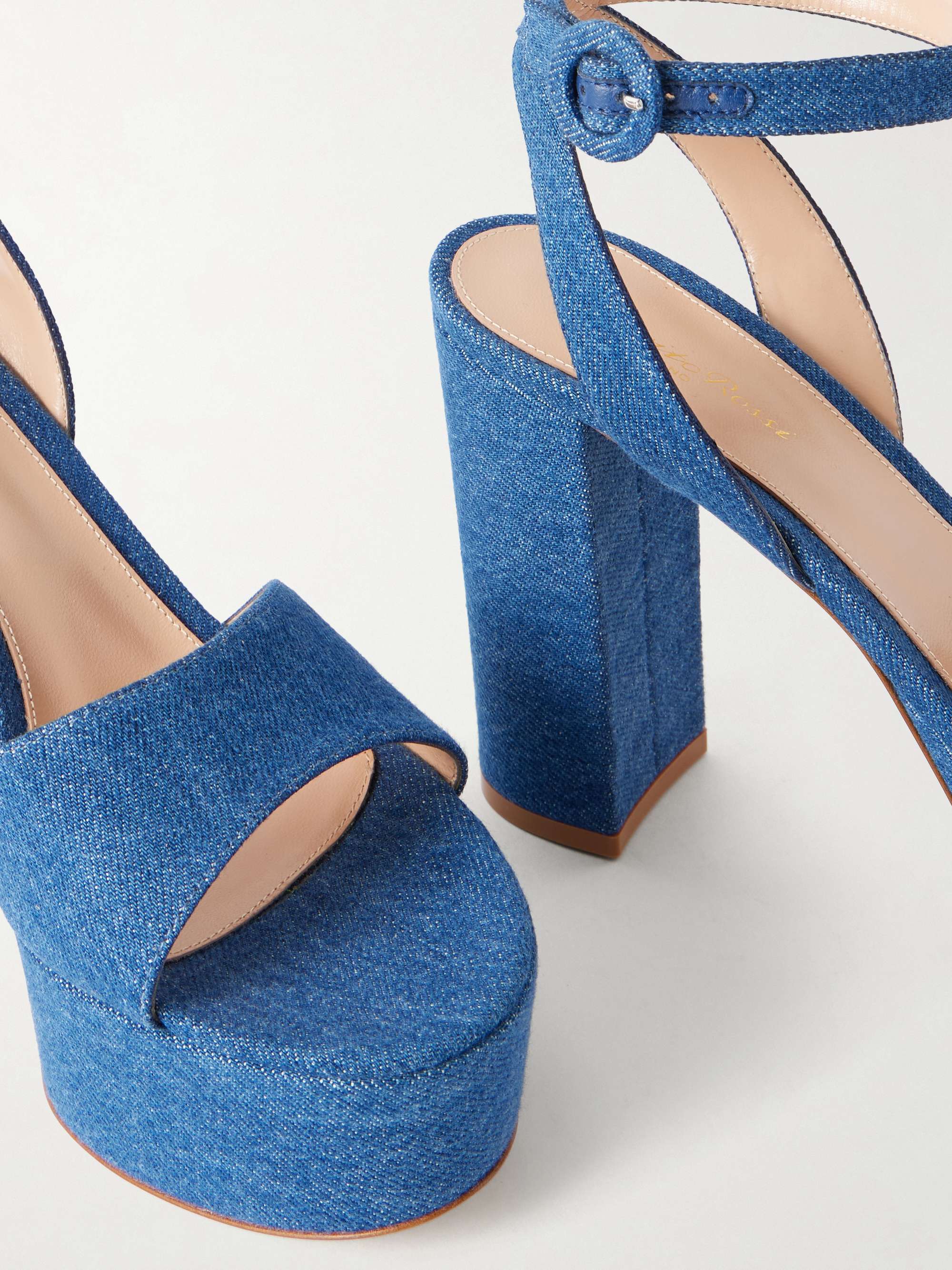 GIANVITO ROSSI 70 denim platform sandals | NET-A-PORTER