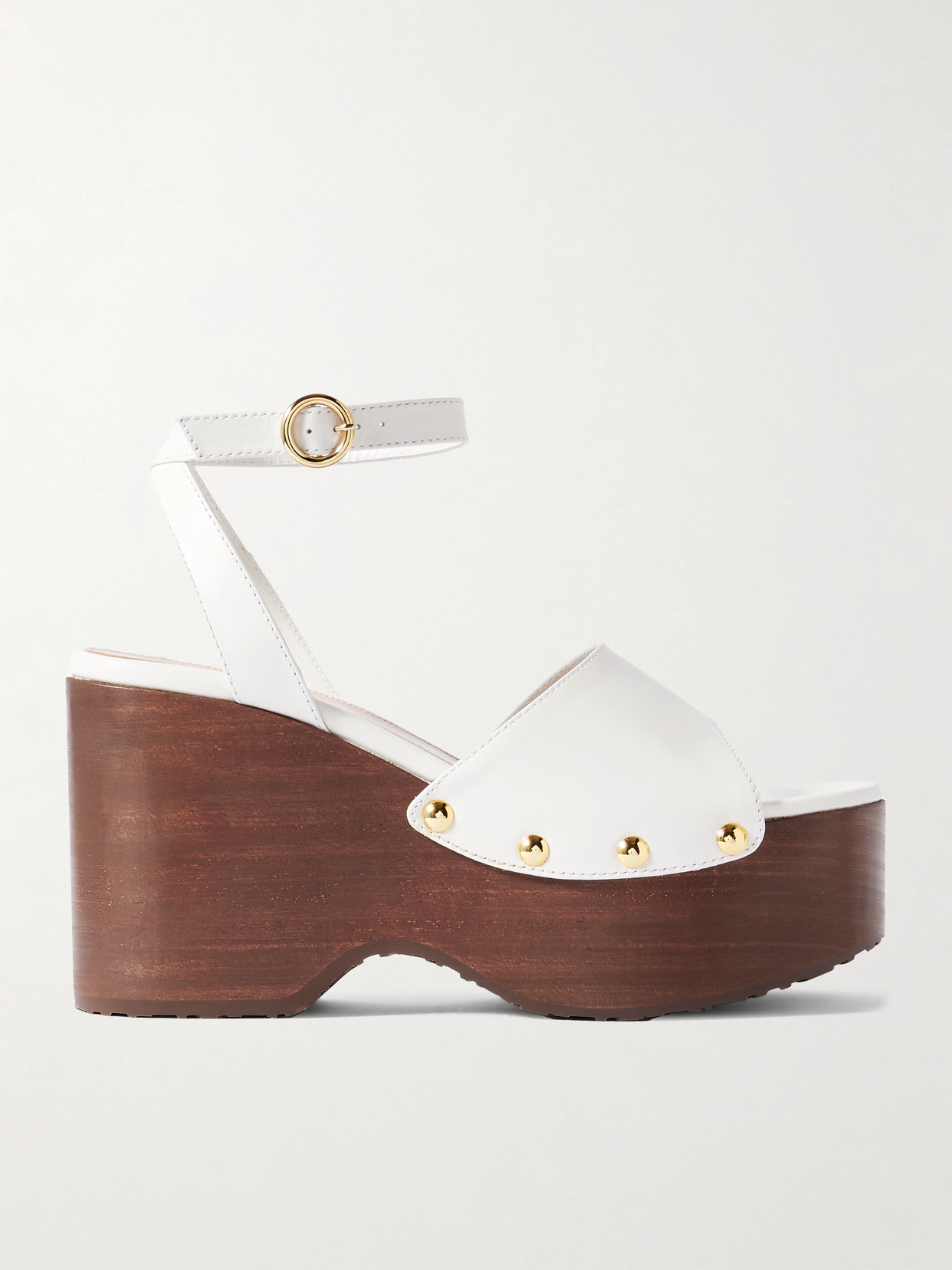 Gianvito Rossi 110 Studded Leather Platform Sandals In White