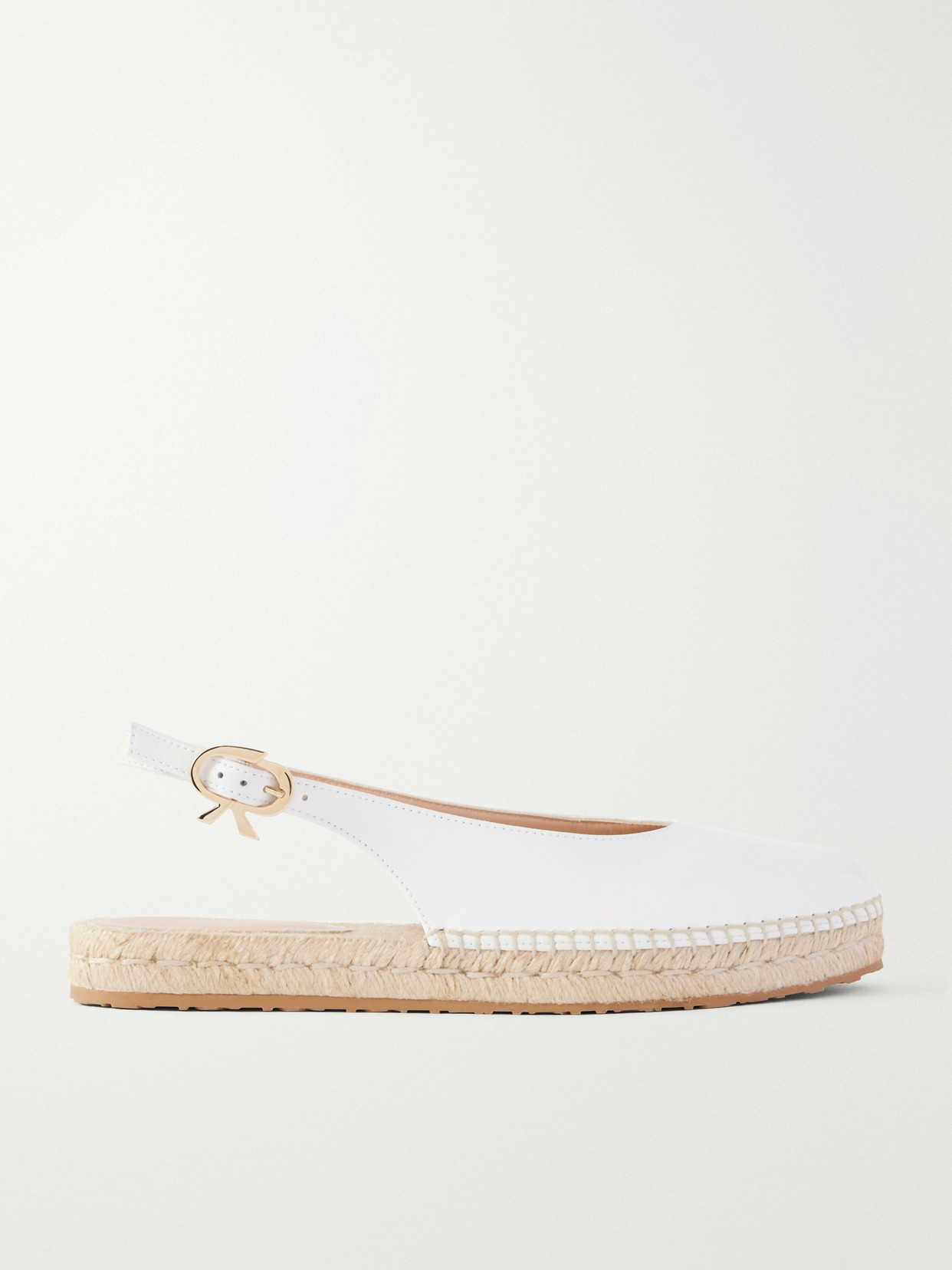 Gianvito Rossi Paz Leather Slingback Espadrilles In White