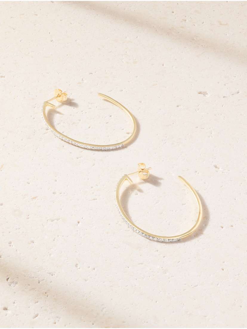 STONE AND STRAND Rhodium-plated 10-karat Gold Diamond Hoop Earrings - Women's Jewelry And Watches