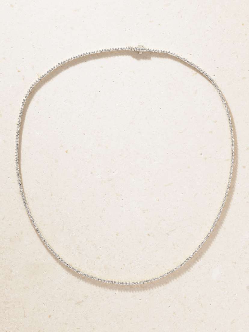 STONE AND STRAND The Essential Dainty 14-karat White Gold Diamond Tennis Necklace