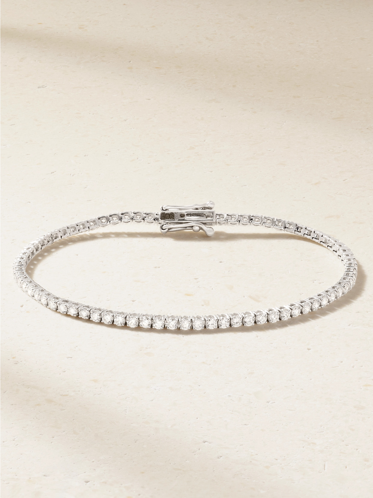 Stone And Strand 14-karat White Gold Diamond Tennis Bracelet In Metallic