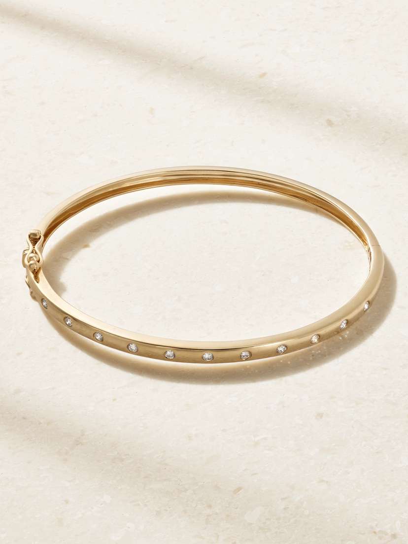 STONE AND STRAND Dainty Together Forever 14-karat Gold Diamond Bangle