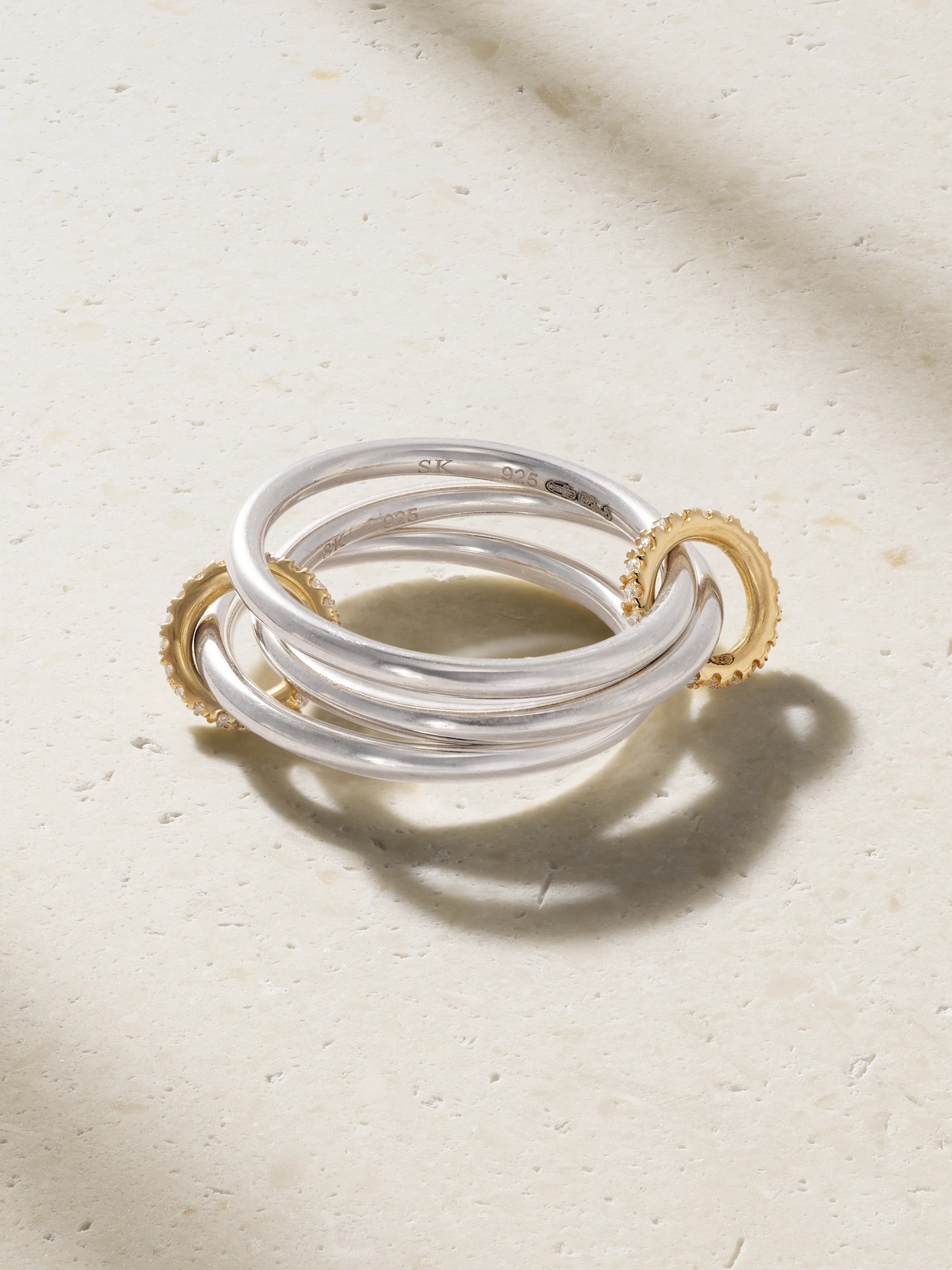 Spinelli Kilcollin Solarium Sterling Silver, 18-karat Gold And Diamond Ring In Metallic