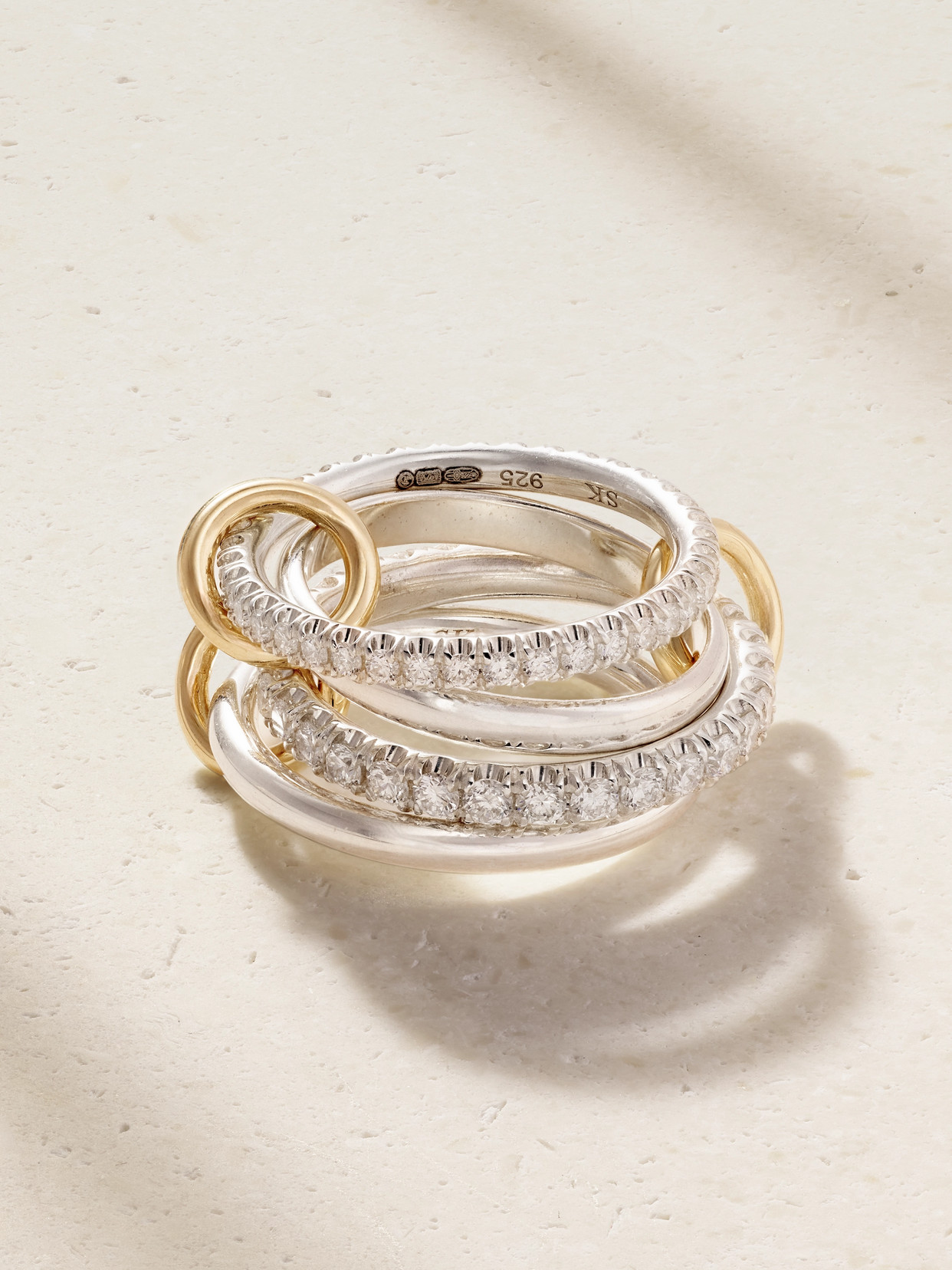 Spinelli Kilcollin Halley Sterling Silver, 18-karat Gold And Diamond Ring In Multi