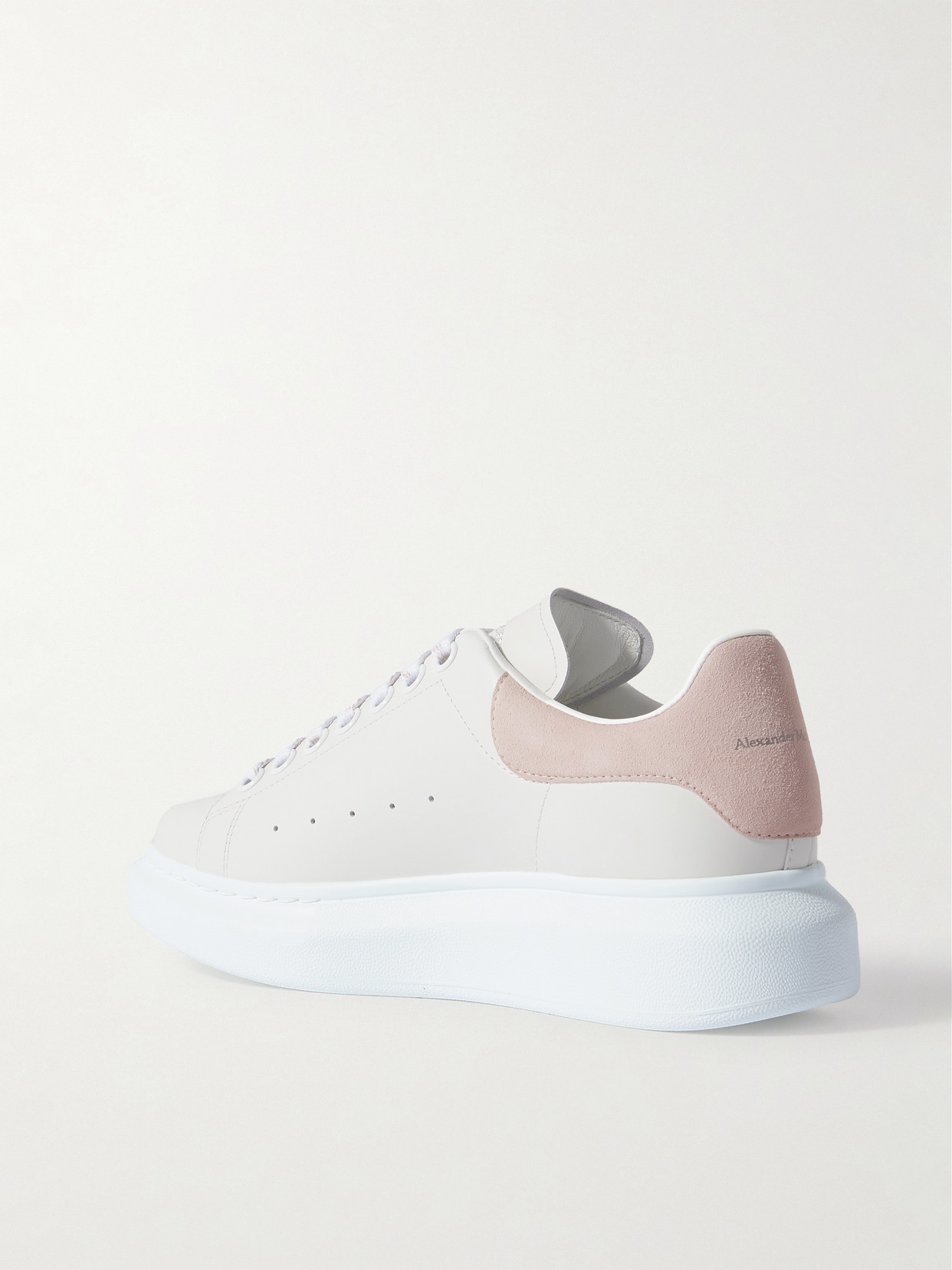 Alexander Mcqueen Women White Low Top Sneakers With Logo Lettering On Tongue And Heel In Leather Wom