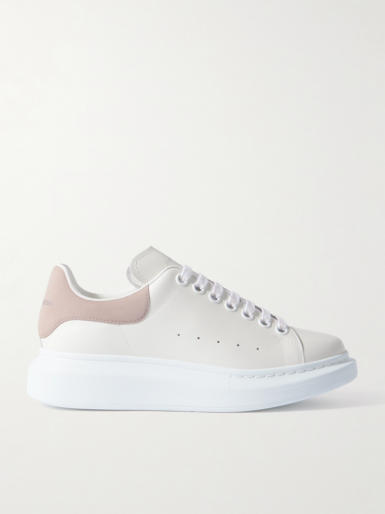 Alexander Mcqueen Women White Low Top Sneakers With Logo Lettering On Tongue And Heel In Leather Wom