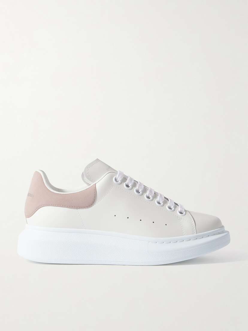 McQueen Exaggerated-sole Suede-trimmed Leather Sneakers
