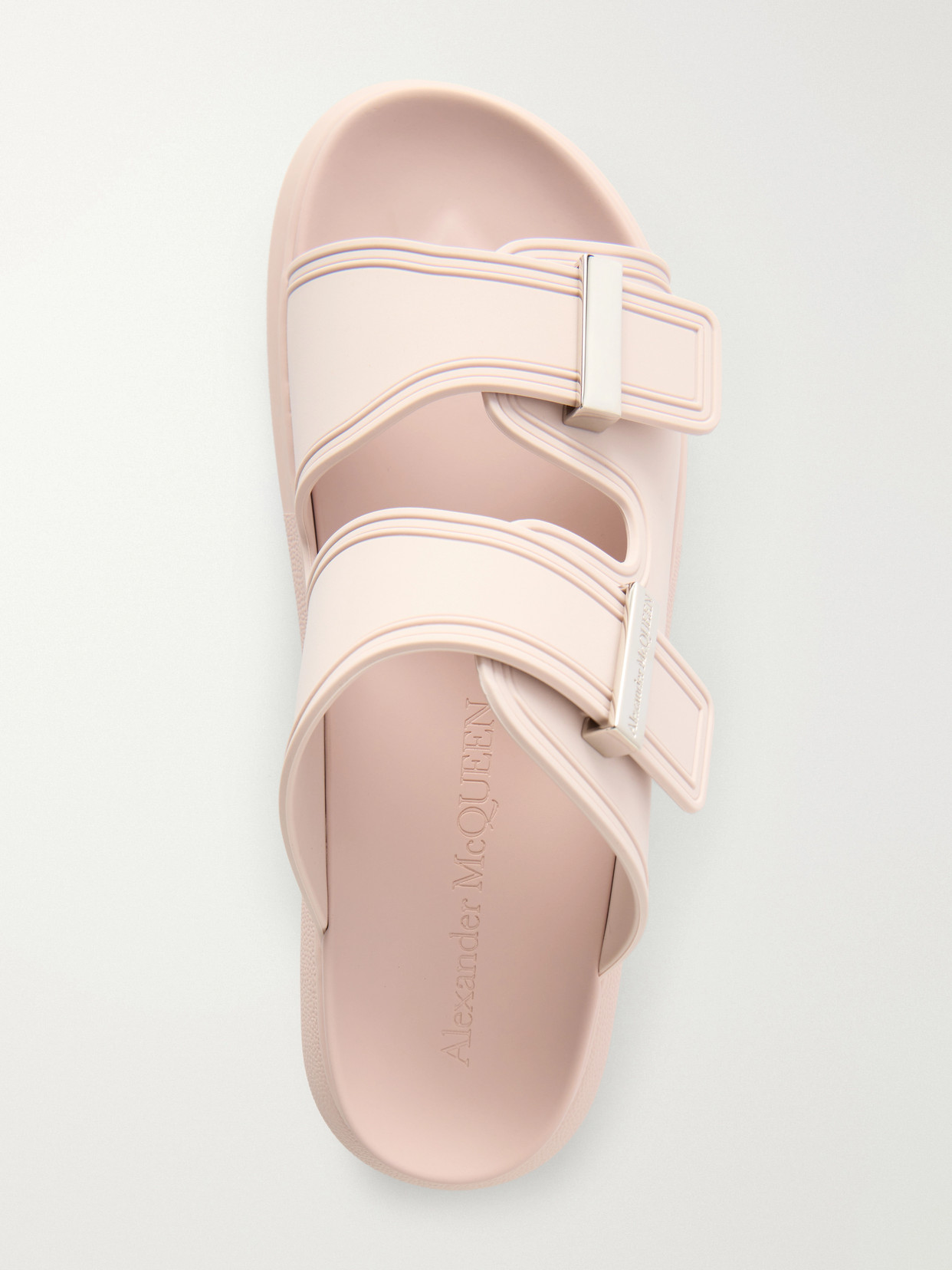 Alexander Mcqueen Pink Rubber Hybrid Slippers   Pink  Donna 40 In Tea Rose/silver