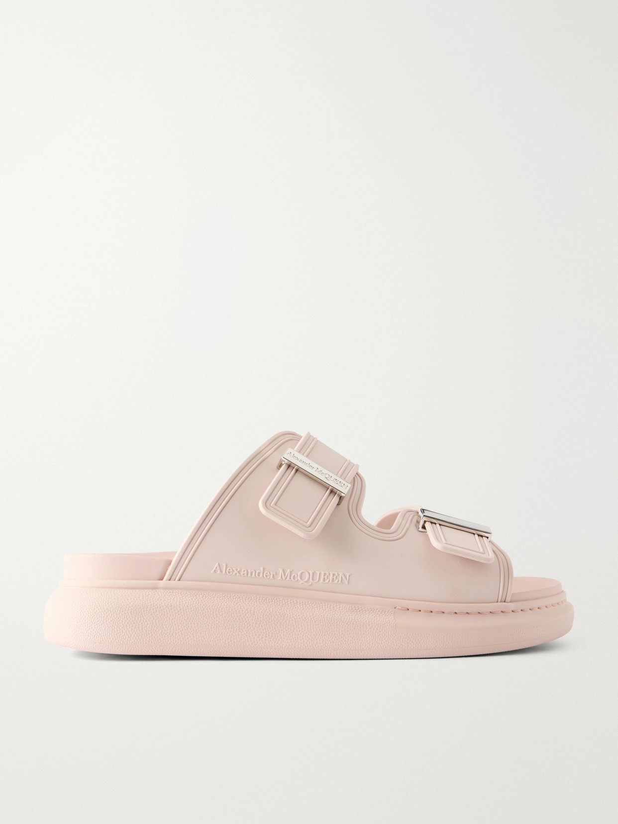 Alexander Mcqueen Pink Rubber Hybrid Slippers   Pink  Donna 40 In Tea Rose/silver